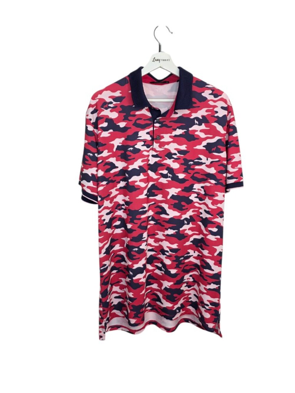 Greyson Men's Wolf Print Camo Polo, Golf Shirt, Athletic, Collared, Size XL